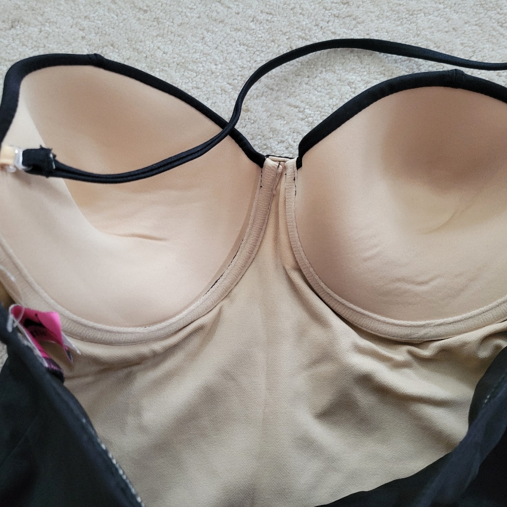 Bettie Page Swatch Bandeau Shaped Cup Swim Dress Size 10 Black Vintage Style - Picture 6 of 11